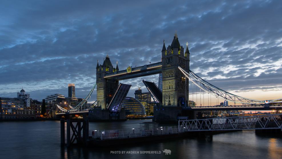 Tower Bridge, Open by Andrew Sommerfeld